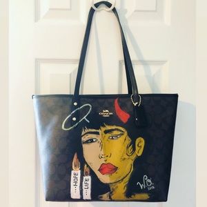 Custom Painted Coach Tote